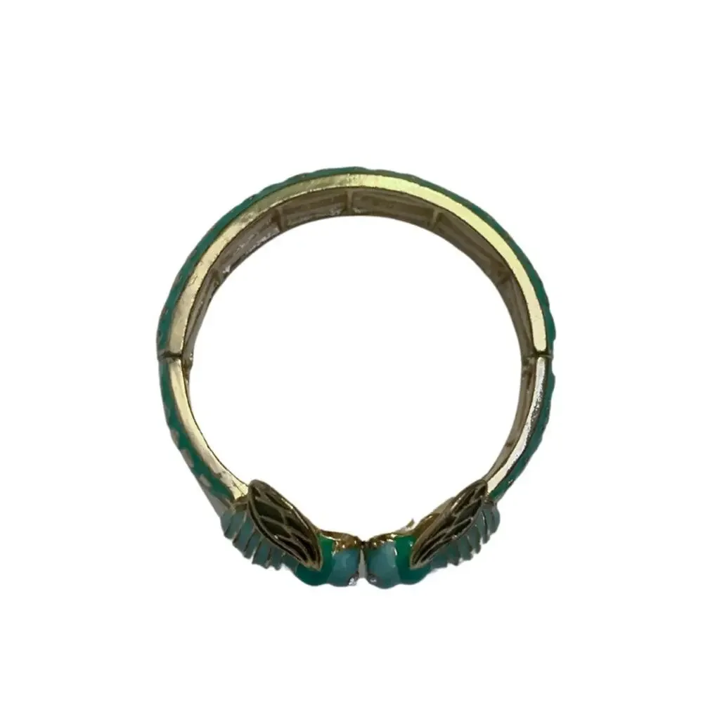 2/$30 Colorful Enamel Blue Green Gold Bug Bangle Bracelet Adjustable Eclectic